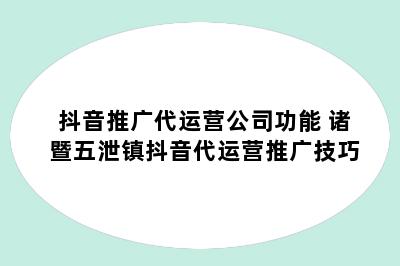 抖音推广代运营公司功能 诸暨五泄镇抖音代运营推广技巧